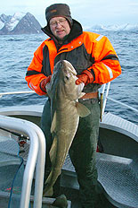 Tord med torsk p&aring; 15,5 kilo.